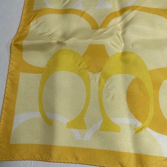 NWOT Coach 100% silk scarf beautiful bright yellow PRICE FIRM NO DISCOUNTS - Picture 6 of 10